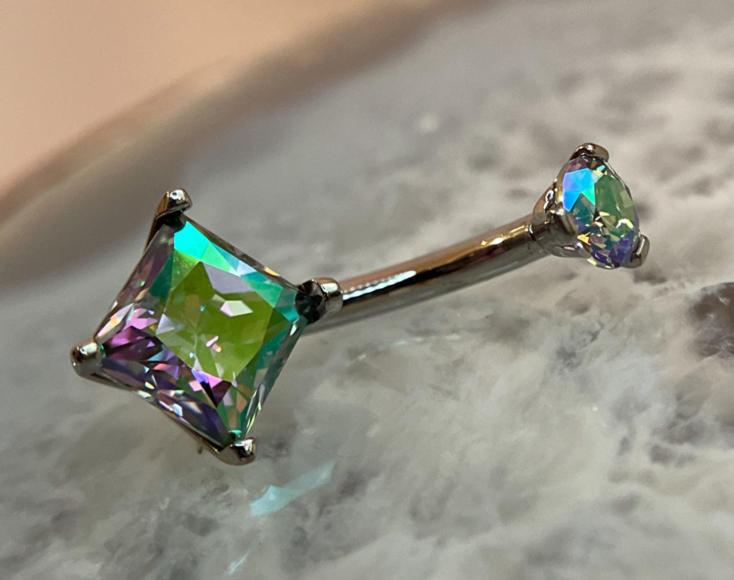 Anatometal Titanium Navel Curve Belly Button Ring Princess-cut