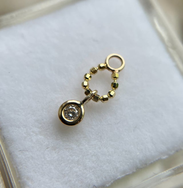 Faceted Bead Threader Charm in Gold from Hialeah